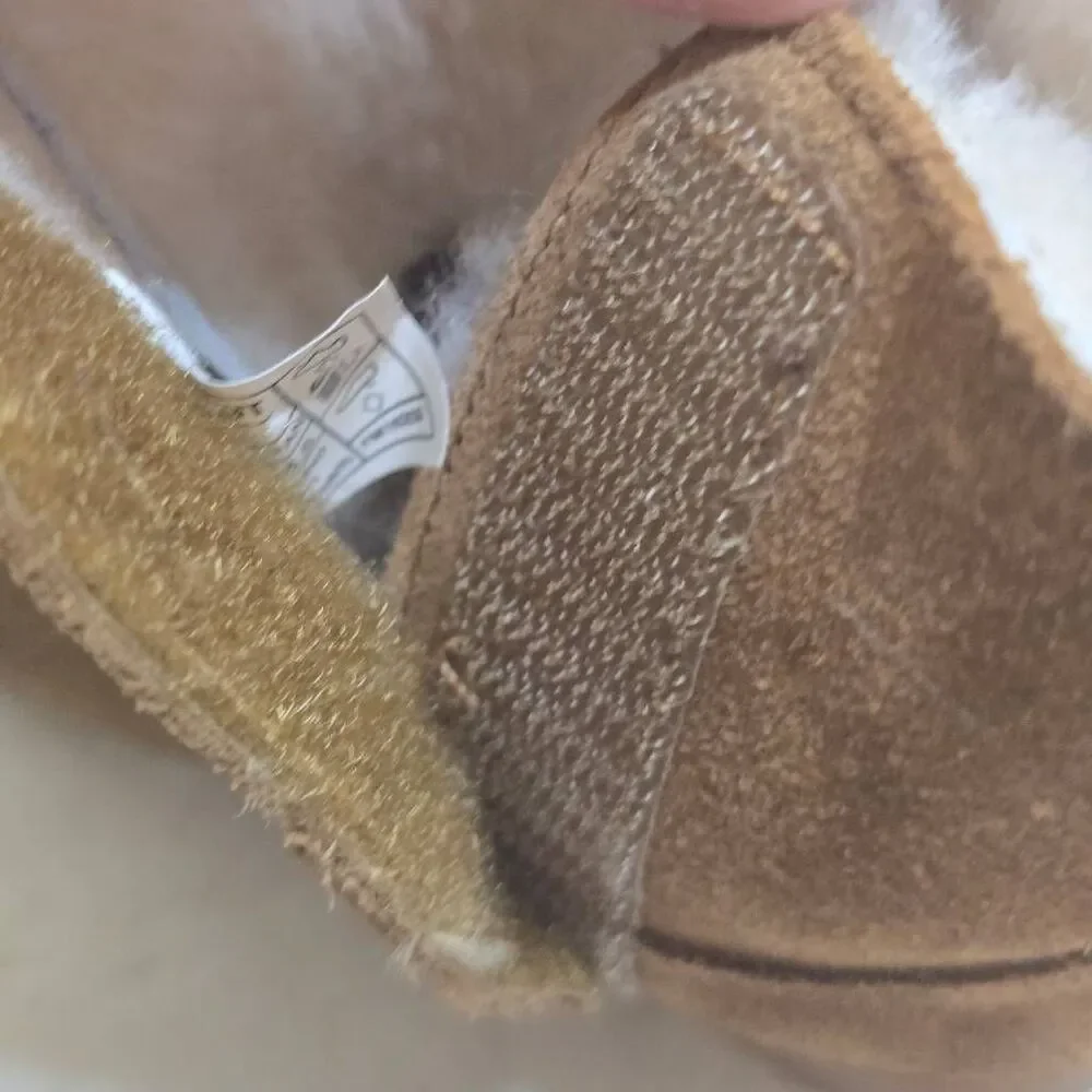 UGG Keelan Toddler Boots Chestnut Suede Fleece Shearling Ankle Booties 7